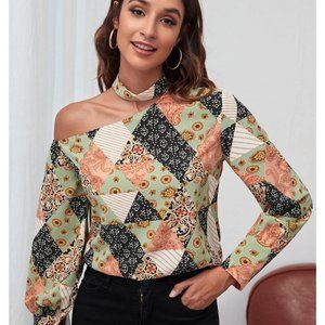 NEW!!  Paisley & Floral Patchwork Print Blouse
